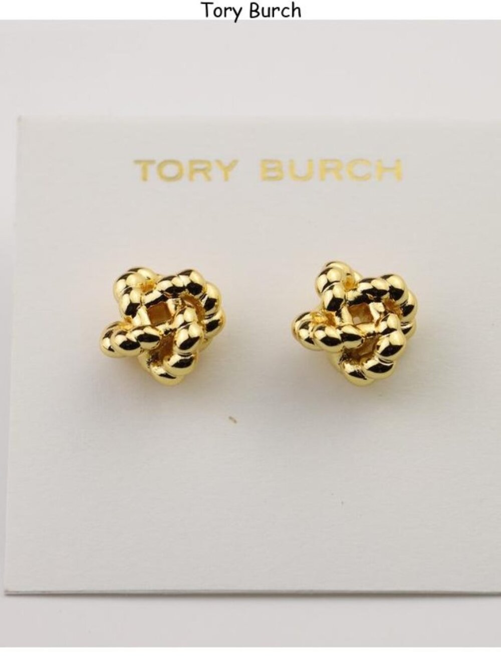 Tory Burch Polished Gold Knotted Stud Earrings